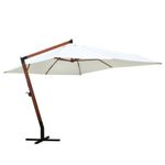 Large Cantilever Garden Parasol 3x4m White Hanging Umbrella Wood