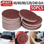 50X 125mm- 5" Sanding Discs 40 60 80 120 240 Mixed Grit Orbital Sander 8 Holes