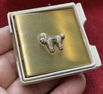 Vintage Mini Double Opening Compact With Dog Motif Original Box
