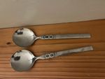 Pair Round Stainless Spoons Set Design 1960s Cutlery Japan Excellent Condition