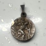 Vintage Round Silver Tone Metal Locket Pendant with Relief Design, No Stone