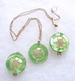 Vintage Castlecraft Hillcraft 12K GF Green Lucite "Spring" Necklace Earring Set