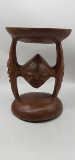 African Wooden Carved Stool Ethnographic  Handcrafted Z#9012