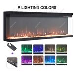Media Electric Fireplace 50" 60" 80" Wall Recessed Inset Fire 3 Sided Panoramic