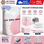 6X No‑pump Vacuum Storage Bags -Press&Seal,Reusable Space Saving Compression Bag