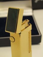 Dunhill Rollagas Lighter Malachite Gemstone Lid Boxed - Mint Condition