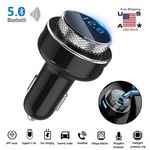 5.0 Wireless Bluetooth Car FM Transmitter MP3 Charger USB Car Cigarette Lighter