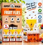 Super Ninja Fruit Fly Trap 1 - 4 Pack Non-Toxic Indoor Fruit Fly Catcher