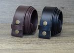 Mens Real Leather Snap On Belt Strap with Press Studs Black Brown for Own Buckle