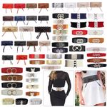 Womens Wide Stretch Waist Belt Elastic Ladies Dress Waistband Metal Buckle Party