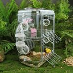 Large Transparent 1/2 Tier Small Animal Cage Clear Dwarf Hamster Rodent Indoor