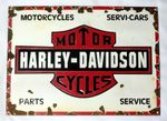 Harley-Davidson Motorcycles Enamel Sign Parts Service Servi-Cars, 19.5 x 14 inch