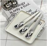 3PCS Stainless Steel Dessert Spoon with Long Ergonomic Handle New - UK