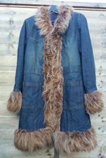Rare Vintage Denim Afghan-Style Coat 'Stark Creativity' Brand size 16