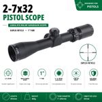 2-7x32 Pistol Scope 1" Tube Duplex Reticle Long Eye Relief Handgun Scope