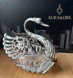 Vintage 1967 London Assay Hallmarked 925 Silver & Crystal Swan Dish