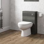 Grey Wood Back to Wall Toilet Unit Only - 500mm Bathroom Cloakroom WC Unit