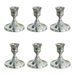 6 Pieces Iron Taper Candle Holder with Round Base Electroplated Short Taper