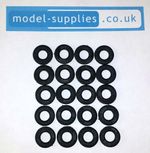 Corgi 15mm O/D Black Reproduction Treaded Rubber Tyres for Cars post 1967