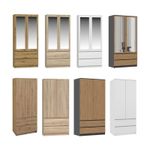 Modern Wardrobe with 2 Storage Doors, Shelves, Hanging Rail and 2 Drawers
