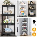 Bathroom 4 Tier Plastic Shower Caddy Corner Shelf Pole Rack Kitchen Storage Unit