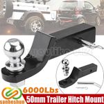 50mm Trailer Tow Bar Hitch Ball Mount 2 Inch Ball With Ball & Hitch Pin Receiver