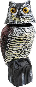 Life Size Decoy Owl with Rotating Head Bird & Small Animal Scaring Deterrent