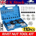 110PCS Rivet Nut Nutsert Tool Rivnut Kit Riveter Gun Riveting M3-M12 Mandrels UK