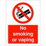 No Smoking No Vaping Sign Gloss Self Adhesive Sticker or Rigid Plastic