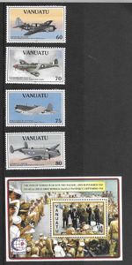 Vanuatu 1995 MNH 50th Anniv of Ens of WWII in Pacific sg 703/6 & MS 707