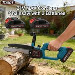 10" Electric Cordless Chainsaw Handheld One-Hand Mini Saw Wood Cutter +2 Battery