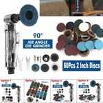 90 Degree 1/4" Air Angle Die Grinder Pneumatic Grinding Machine / 2" Discs Set