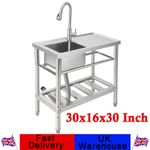 Freestanding Stainless Steel Utility Sink Commercial Kitchen Sink 76 x 41 x 76cm