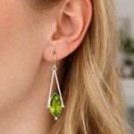 Natural Peridot 925 Silver Handmade Jewelry Women Birthday Gift Earrings 2.12"