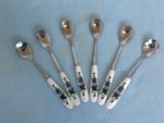 TEA SPOONS  X 6 NEW IN WRAPPINGS BLUE ROSE DESIGN REDUCED PRICE