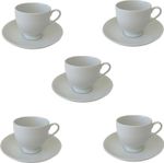 Mikasa Classic Flare Cup & Saucer Set (5 cups), White, Microwave and Dishwasher