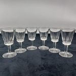 Vintage Cut Glass Cordial Liqueur Glasses Set of 6 Vertical Cuts 10.3cm Height