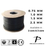 Black Flexible PVC Round Cable 2 & 3 Core 0.75-2.5mm Electrical Wire Black Flex