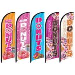 Donuts Business Flag With Pole Kit , 8.2FT Commercial Use  Advertising Flag.
