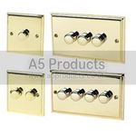 Trailing Edge Mains LED Dimmer Light Switch 250W 2 Way Polished Brass Victorian