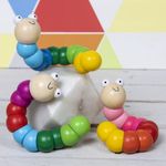 Wooden Jointed Wiggly Worm, Fidget Toy, Choice Of Colours, Retro, Traditional