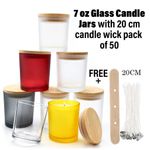 7oz Thick Glass Candle Making Jars Bamboo Lid 6/12 Pack