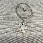 Vintage Eisenberg Pendant Necklace Crystal Flower Silver Tone Chain 19 Inches