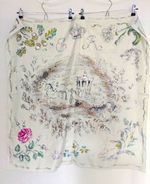 Vintage Silver Jubilee Scarf by Oliver Messel 1977, printed silk with silver