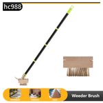1pc Crack Weeder Crevice Weeding Tool 2 in 1 Adjustable Handle with Brush Heads