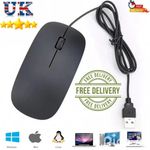 USB Wired Slim Mouse Optical 2.4GHZ Desktop Mouse 3 Button Ultra Slim Black