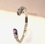 Designer OCTOPUS BANGLE Amethyst Gemstone in Solid 925 Sterling Silver - Hinge