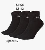 Nike Everyday Cushion 3 Pair Men's Ankle Socks - Black L 8-12