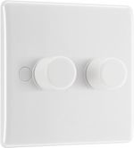 Intelligent Double Wall Dimmer Switch, 2 Way, round Edge, Nexus 800 Series, Whit
