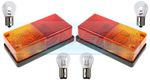 2 OBLONG RECTANGULAR 4 FUNCTION REAR LAMP LIGHTS TRAILER BOARD CARAVAN HORSE BOX